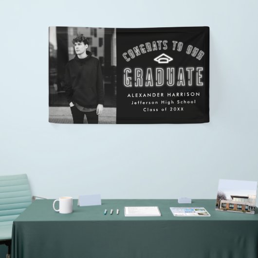 Modern Neon Foto Graduation Party Spandoek (Beurs)