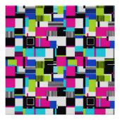 Modern Neon Glitch Geometric Art Poster (Voorkant)