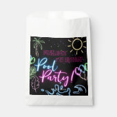 Modern Neon Glow Black Pool Party Birthday Bedankzakje (Voorkant)