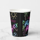 Modern Neon Glow Black Pool Party Birthday Papieren Bekers (Rechts)