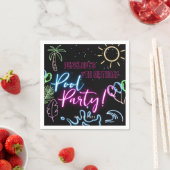 Modern Neon Glow Black Pool Party Birthday Servet (Insitu)