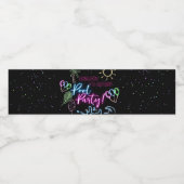 Modern Neon Glow Black Pool Party Birthday Waterfles Etiket (Enkel label)