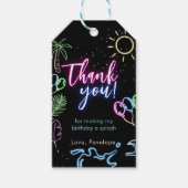 Modern Neon Glow Black Pool Party Thank you Cadeaulabel (Voorkant)