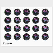 Modern Neon Glow Black Pool Party Thank you Ronde Sticker (Vel)