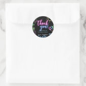 Modern Neon Glow Black Pool Party Thank you Ronde Sticker (Tas)