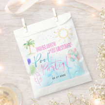 Modern Neon Glow Watercolor Pool Party Birthday