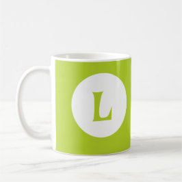 Modern Neon Lime Groen Monogram Initiaal Koffiemok