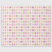 Modern Neon Merry Christmas Vakantie inpakpapier (Vlak)