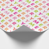 Modern Neon Merry Christmas Vakantie inpakpapier (Hoek)