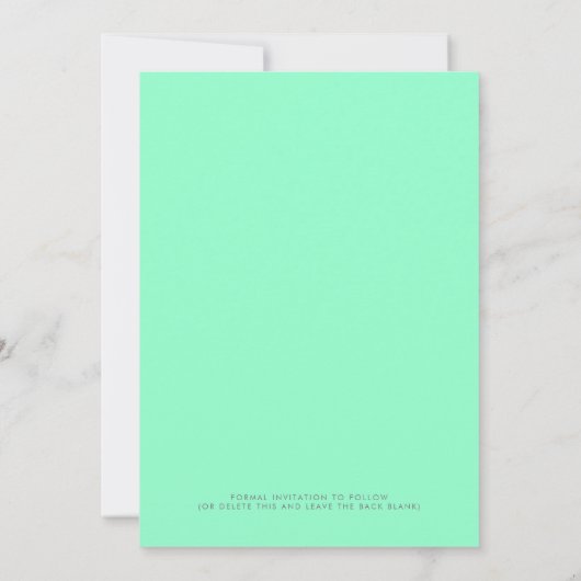 Modern Neon Mint Green Big Script Photo Weddenscha Save The Date (Achterkant)