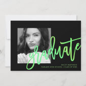 Modern Neon Ombre Typografie Foto Green Afstudeerd Kaart (Voorkant)