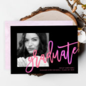 Modern Neon Ombre Typography Pink Photo Afstuderen Kaart