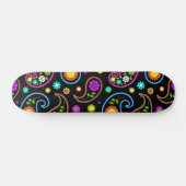Modern Neon Paisley Floral Pattern Persoonlijk Skateboard (Horizontaal)