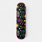 Modern Neon Paisley Floral Pattern Persoonlijk Skateboard (Voorkant)