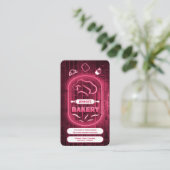 Modern Neon Pink Bakery Chef’s Hat Logo Glowing Visitekaartje (Staand voorkant)