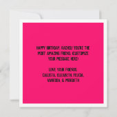 Modern Neon Pink Friends Photo Collage Birthday Kaart (Achterkant)