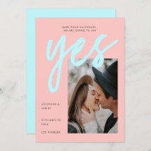 Modern Neon Pink Mint Big Script Photo Weddenschap