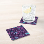 Modern Neon Purple Floral Pattern Kartonnen Onderzetters (Insitu)