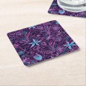 Modern Neon Purple Floral Pattern Kartonnen Onderzetters (Schuin)