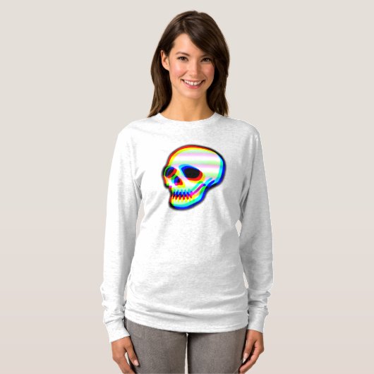 Modern Neon Skull Illustratie T-Shirt (Voorkant volledig)