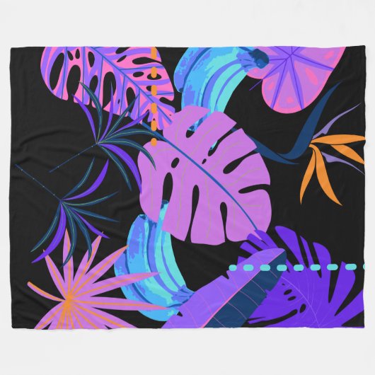 Modern Neon Tropical Forest Fleece Deken (Voorkant (Horizontaal))