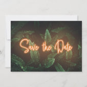 Modern Neon Tropical Greenery Save the Date (Voorkant)