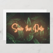 Modern Neon Tropical Greenery Save the Date (Voorkant / Achterkant)