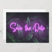 Modern Neon Tropical Greenery Save the Date (Voorkant / Achterkant)