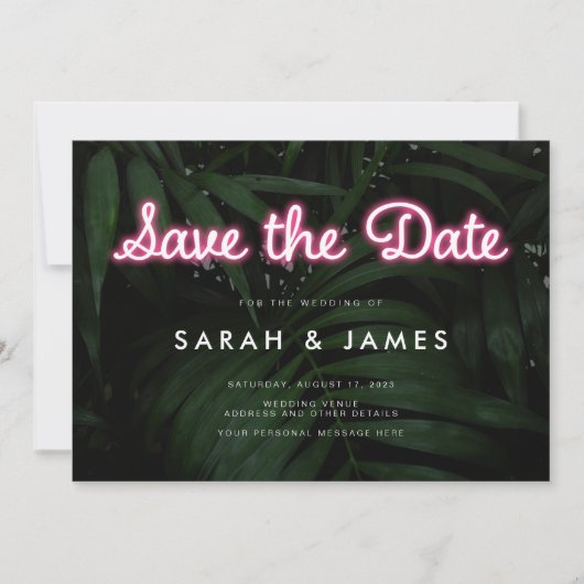 Modern Neon Wedding Save the Date (Voorkant)