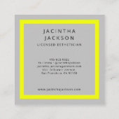 Modern Neon Yellow Beauty Lashes Aesthetician Squa Vierkante Visitekaartje (Achterkant)