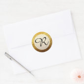 Modern nep goud folie monogram ronde sticker (Envelop)