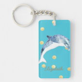 Modern, Nepgoud Glitter Stippen,Blauw Sleutelhanger (Voorkant)