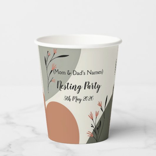 Modern Nesting feest voor nieuwe ouders Papieren Bekers (Achterkant)