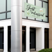 Modern net getrouwd bruiloft receptie auto spandoek (Buitenkant Gebouw)