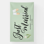 Modern net getrouwd bruiloft receptie auto spandoek (Verticaal)