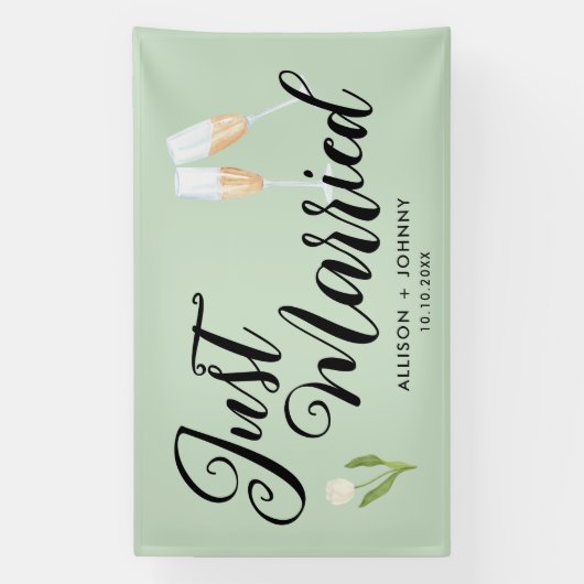 Modern net getrouwd bruiloft receptie auto spandoek (Verticaal)