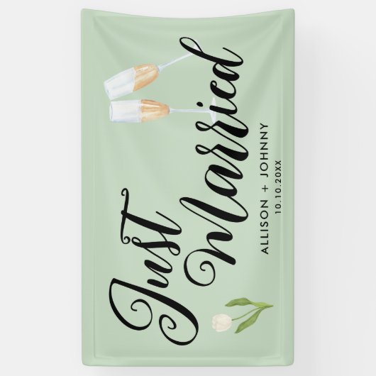 Modern net getrouwd bruiloft receptie auto spandoek (Verticaal)