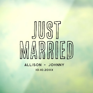 Modern net getrouwd bruiloft receptie autosticker raamsticker