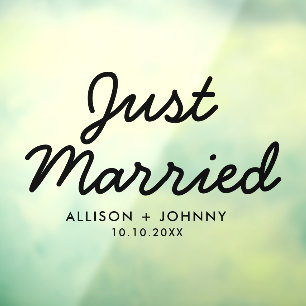 Modern net getrouwd bruiloft receptie autosticker raamsticker