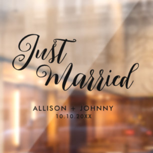 Modern net getrouwd bruiloft receptie autosticker raamsticker