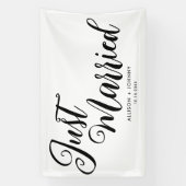 Modern net getrouwd bruiloft receptie eenvoudig spandoek (Verticaal)