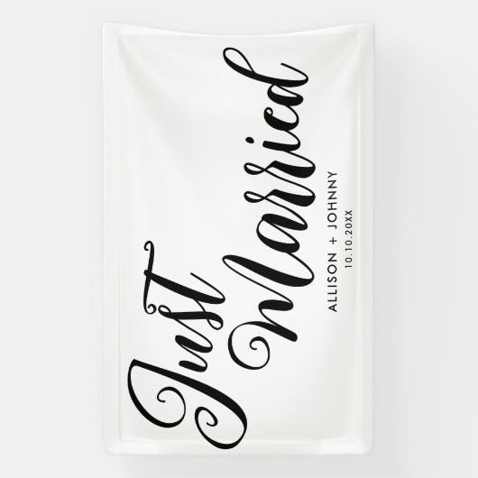 Modern net getrouwd bruiloft receptie eenvoudig spandoek (Verticaal)