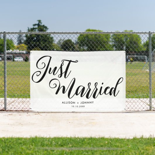 Modern net getrouwd bruiloft receptie eenvoudig spandoek (Insitu)