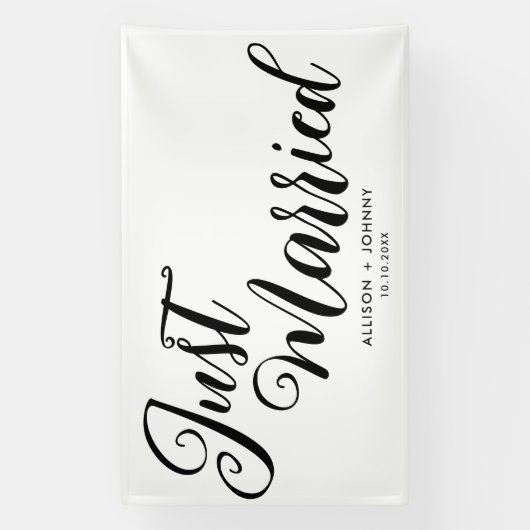 Modern net getrouwd bruiloft receptie eenvoudig spandoek (Verticaal)