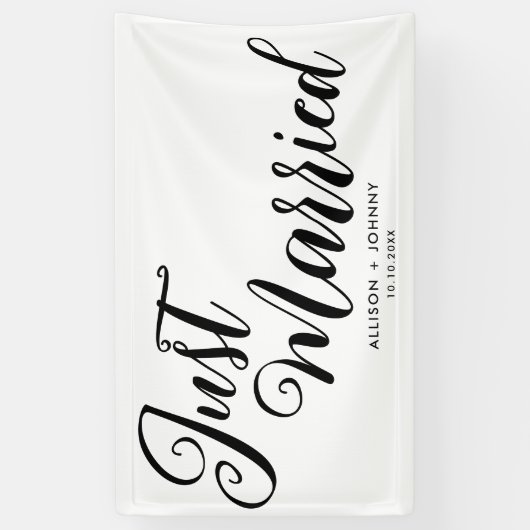 Modern net getrouwd bruiloft receptie eenvoudig spandoek (Verticaal)