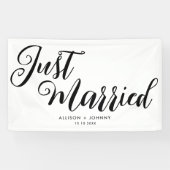 Modern net getrouwd bruiloft receptie eenvoudig spandoek (Horizontaal)