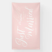 Modern net getrouwd bruiloft receptie roze auto spandoek (Verticaal)