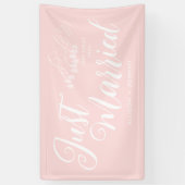 Modern net getrouwd bruiloft receptie roze auto spandoek (Verticaal)