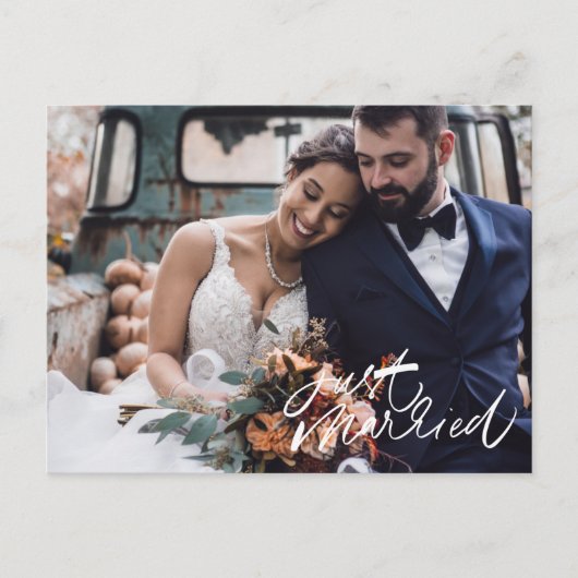 Modern net getrouwd foto bruiloft dank u briefkaart (Voorkant)