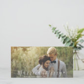 Modern Net getrouwd Merry Pas getrouwd Vakantie Fo Feestdagenkaart (Staand voorkant)